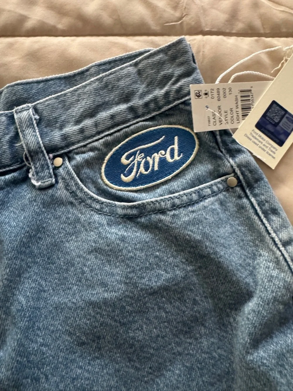 Ford Light Blue Embroidered Logo High-Rise Women’s Jeans - Picture 1 of 3